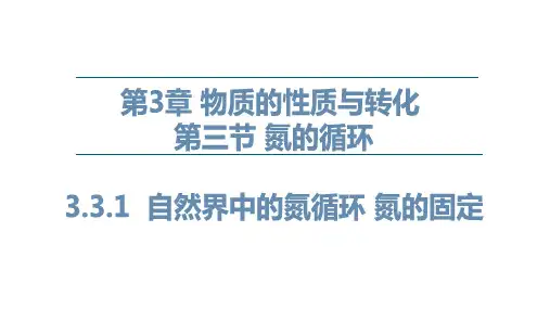 2024-2025学年高中化学鲁科版必修一课件 3.3.1 自然界中的氮循环 氮的固定