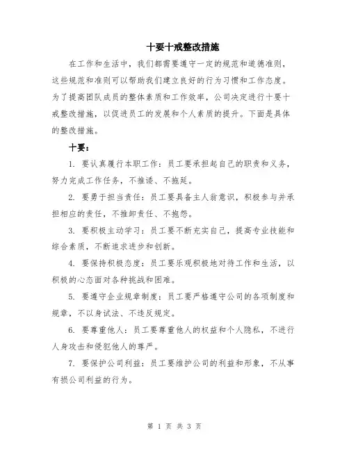 十要十戒整改措施