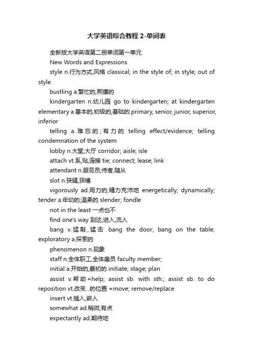 大学英语综合教程2-单词表