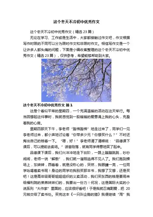 这个冬天不冷初中优秀作文