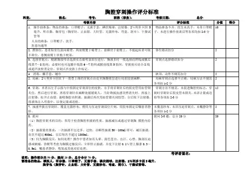 胸腔穿刺操作评分标准 