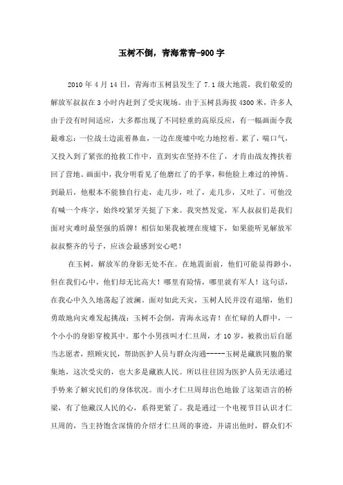 玉树不倒,青海常青-900字初二作文叙事