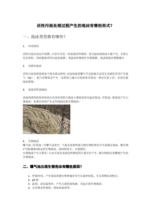 活性污泥处理过程产生的泡沫有哪些形式