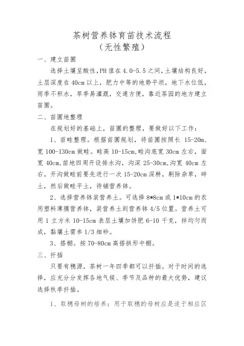 1、茶树营养钵育苗技术流程(无性繁殖)