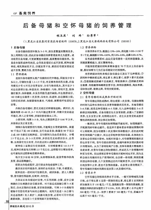 后备母猪和空怀母猪的饲养管理