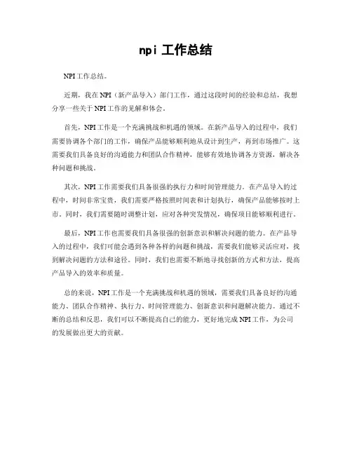 npi工作总结