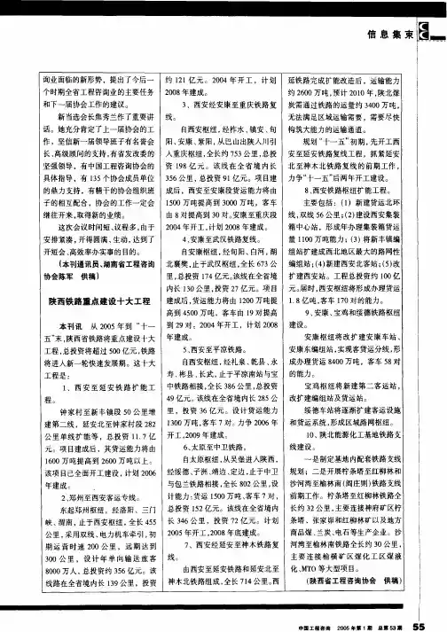 陕西铁路重点建设十大工程