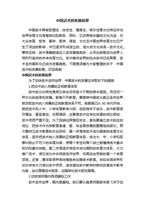 中国武术的发展前景