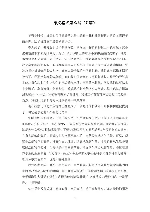 作文格式怎么写(7篇)