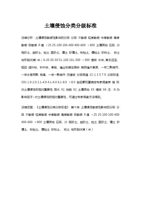 土壤侵蚀分类分级标准
