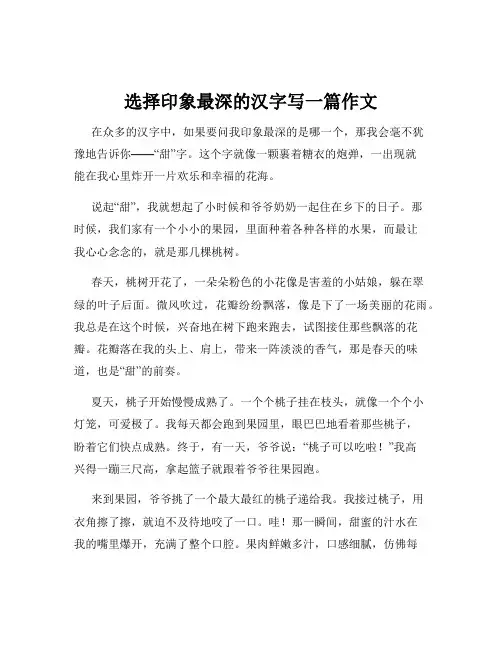 选择印象最深的汉字写一篇作文