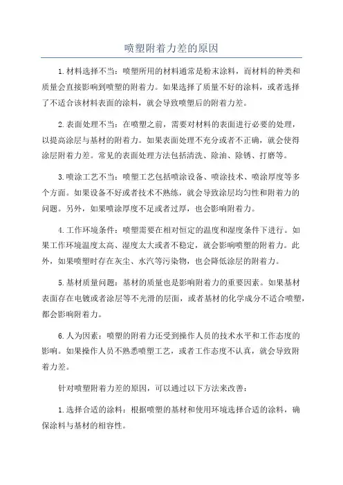 喷塑附着力差的原因