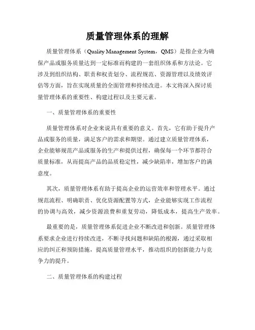 质量管理体系的理解
