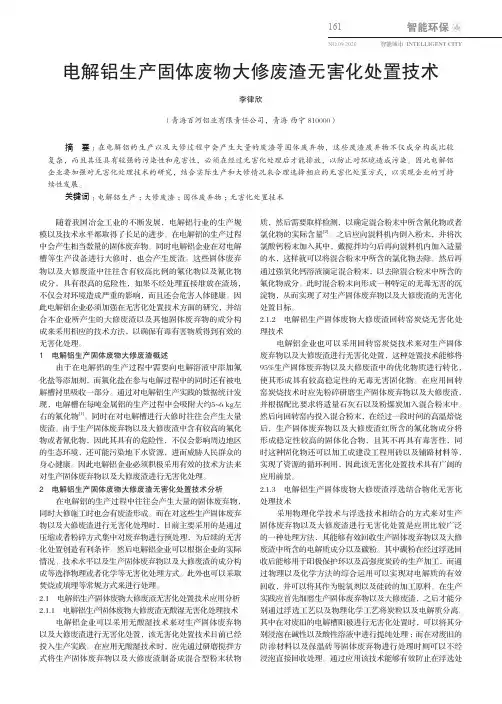 电解铝生产固体废物大修废渣无害化处置技术