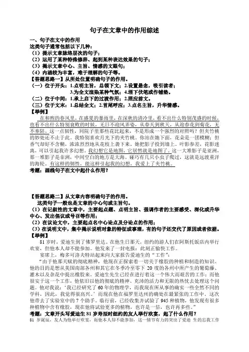 如何分析句子在文章中的作用