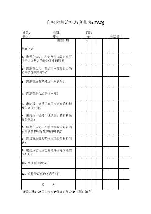 自知力与治疗态度量表