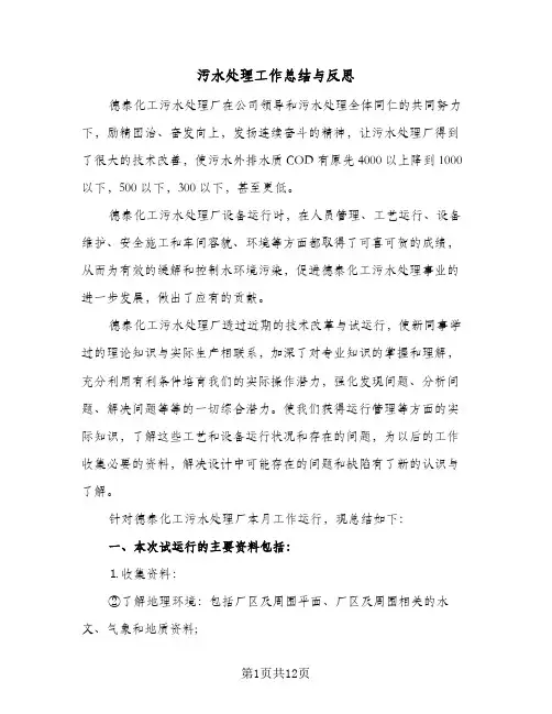 污水处理工作总结与反思（二篇）