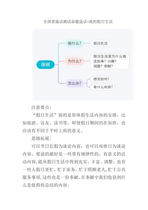 全国普通话测试—命题说话之我的假日生活