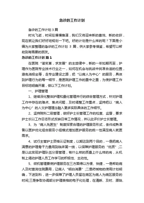 急诊的工作计划3篇
