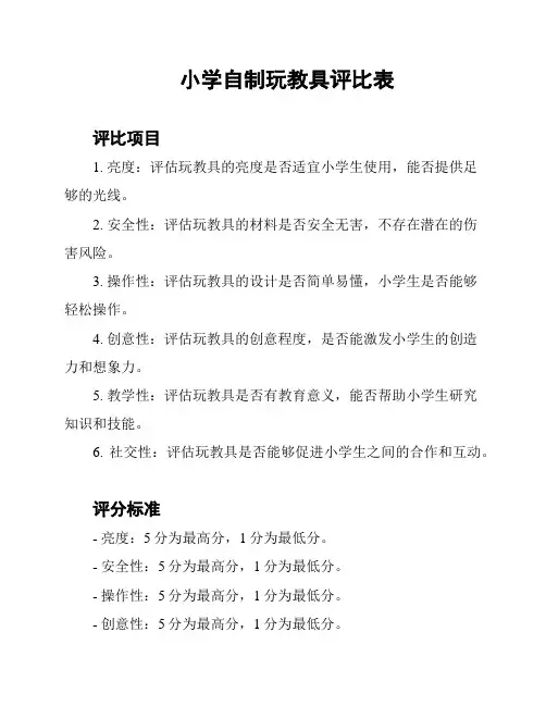 小学自制玩教具评比表