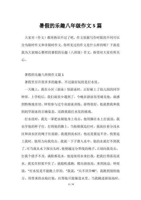暑假乐趣八年级作文5篇