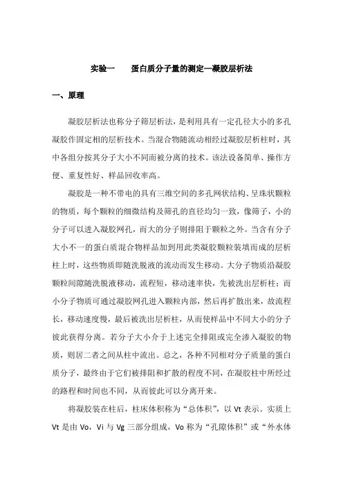 高等生化实验报告：蛋白质分子量的测定