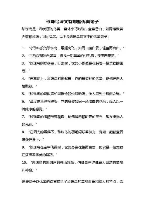 珍珠鸟课文有哪些优美句子