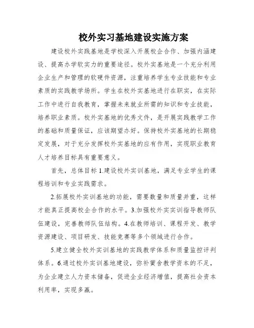 校外实习基地建设实施方案