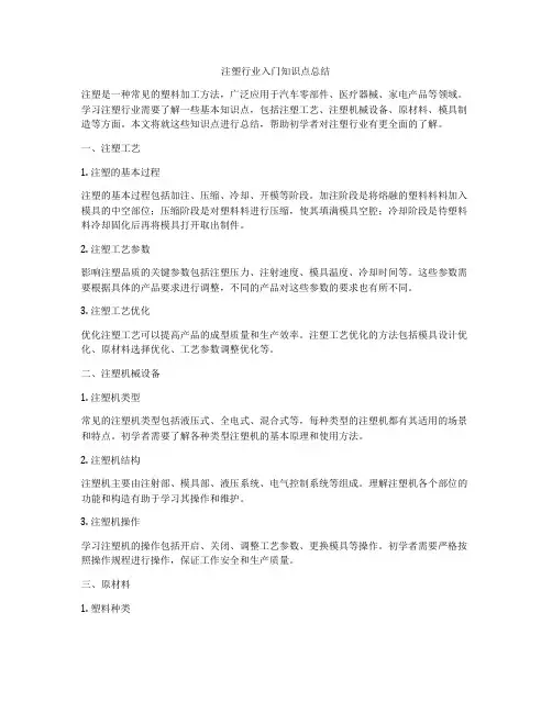 注塑行业入门知识点总结