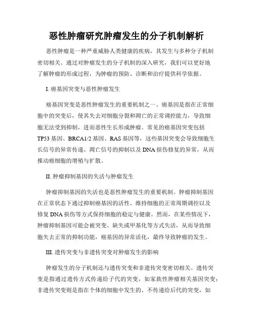 恶性肿瘤研究肿瘤发生的分子机制解析
