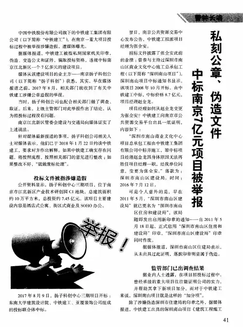 私刻公章、伪造文件中标南京7亿元项目被举报