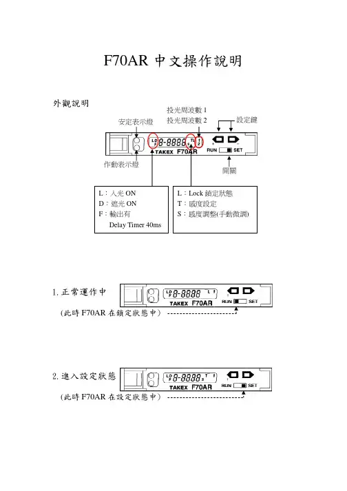 TAKEX F70AR中文设定说明