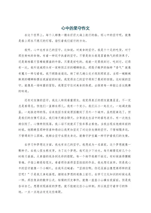 心中的坚守作文