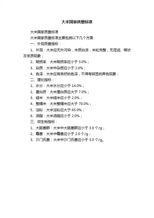 大米国家质量标准