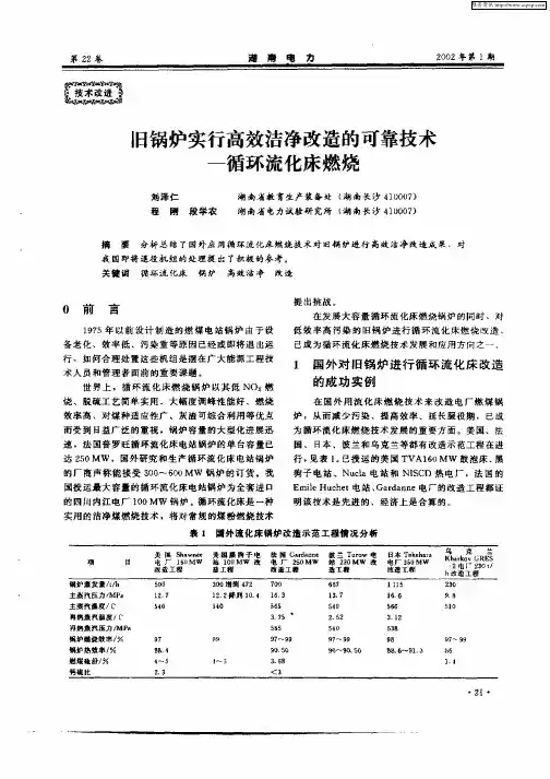 旧锅炉实行高效洁净改造的可靠技术——循环流化床燃烧