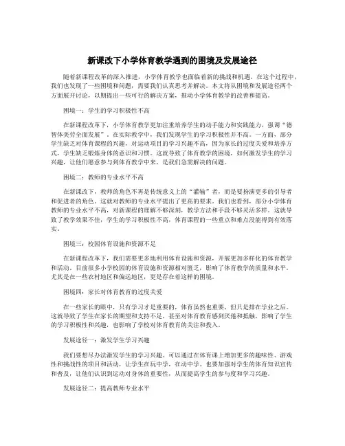 新课改下小学体育教学遇到的困境及发展途径