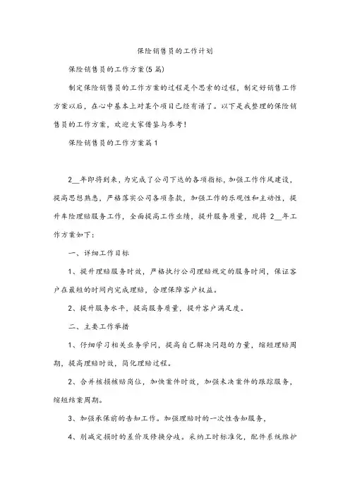 保险销售员的工作计划