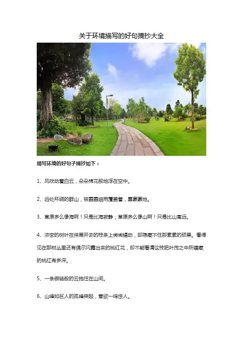 关于环境描写的好句摘抄大全