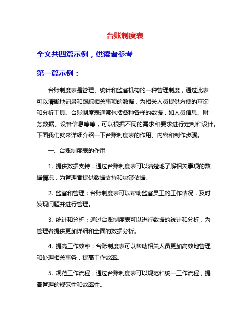 台账制度表