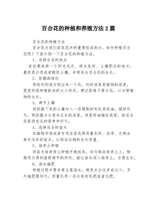 百合花的种植和养殖方法2篇