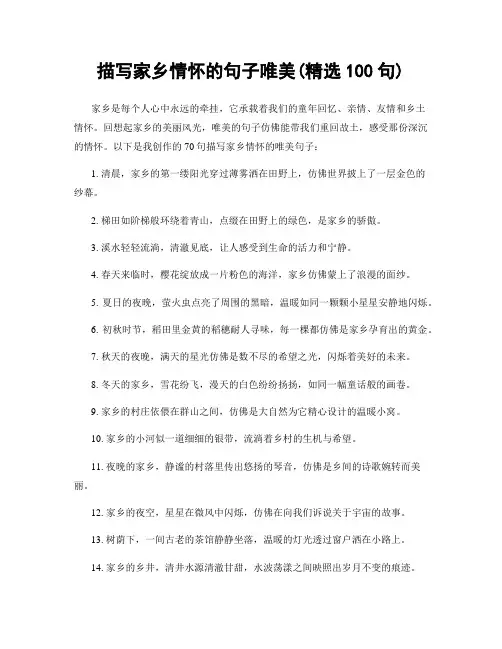 描写家乡情怀的句子唯美(精选100句)