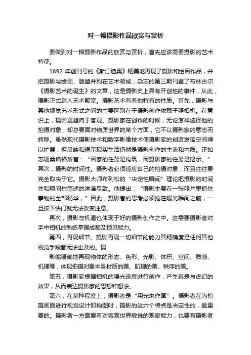 对一幅摄影作品欣赏与赏析
