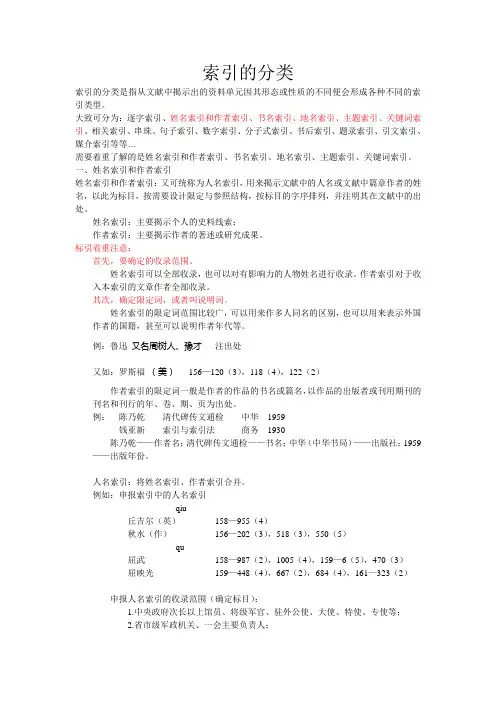 索引的分类