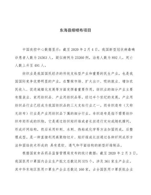 东海县熔喷布项目立项申请报告