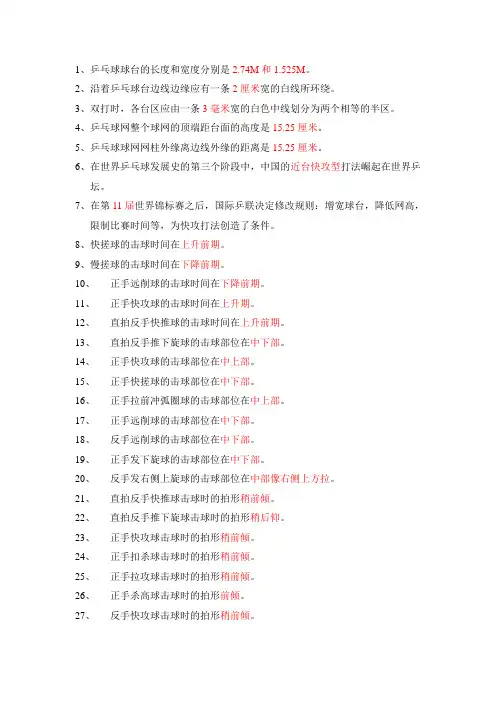 乒乓球试题完整版1