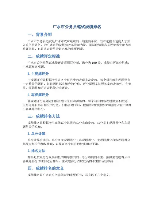 广水市公务员笔试成绩排名