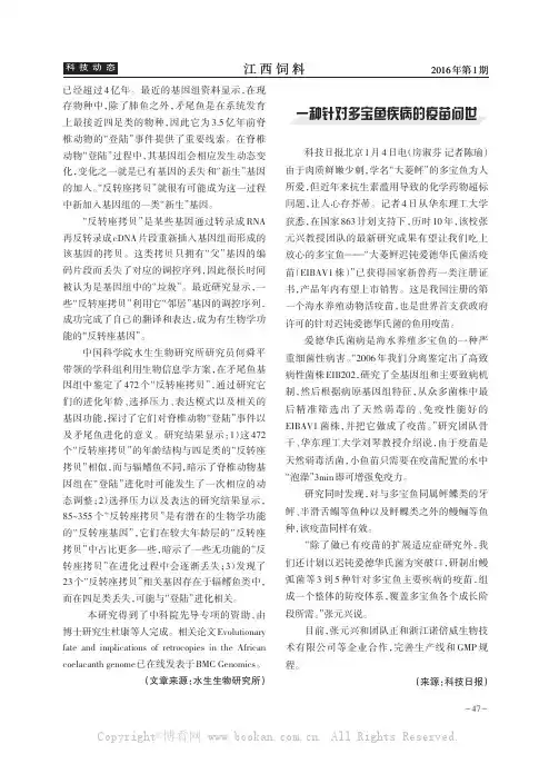 一种针对多宝鱼疾病的疫苗问世