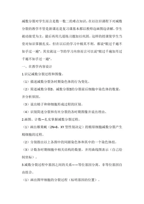 新课程下《减数分裂》复习课教学实施