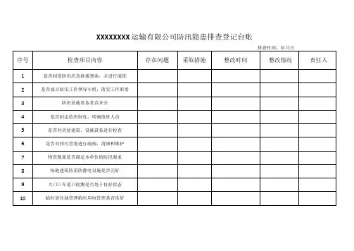 防汛隐患排查登记台账