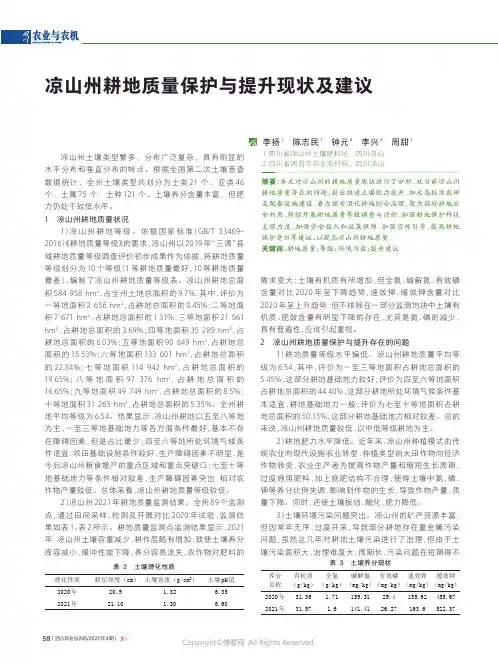 凉山州耕地质量保护与提升现状及建议